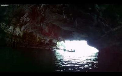 Kayak through Lot Cave, Talu Island in Phang Nga Bay Thailand July 2023