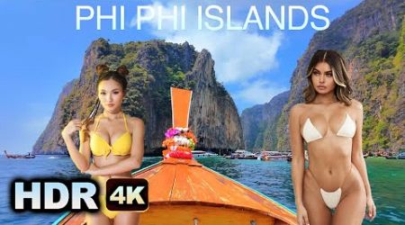 HDR 4K // Phi Phi Islands Pi Leh Bay Lagoon Krabi Phuket Long-tail Boat Tour - Thailand in April