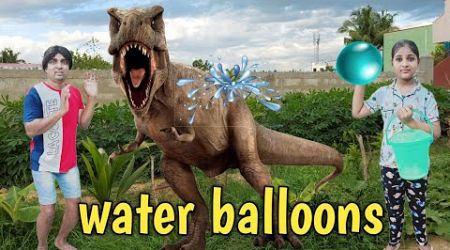 Water balloons with Dinosaur 