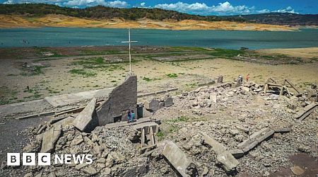 Centuries-old sunken town re-emerges during drought