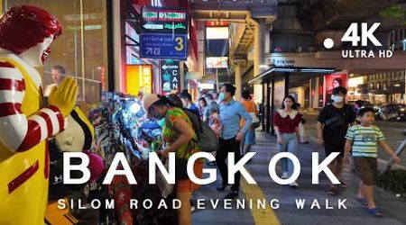[4K] Evening Walk in Downtown Bangkok, Thailand | Vibrant Silom Area