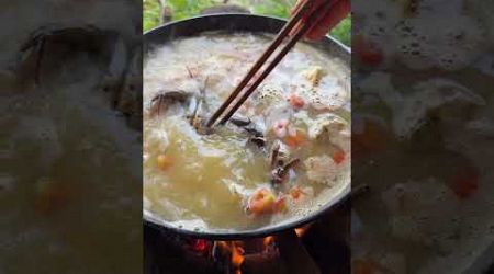 Cook crab hotpot with vegetables and fruits from the garden #satisfying #lifestyle #cooking
