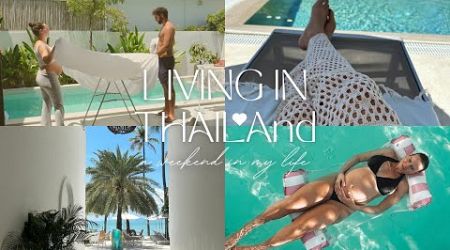 LIVING IN THAILAND, SPEND THE WEEKEND WITH ME - groceries, tambo beach club, days at the villa 