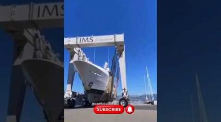 Launching a Yacht with a walking truck crane#yatch #yatchs #crane #truck #launch #shortsyoutube#ship