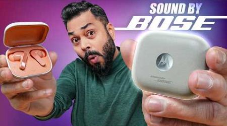 moto buds &amp; buds+ Unboxing &amp; First Look ⚡ 46dB ANC, Wireless Charging, Sound By Bose @₹7,999*!?