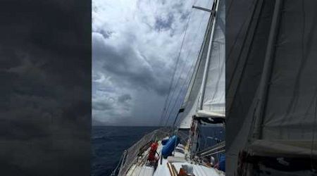 Squally sailing in between Guadalupe and Dominica #sailing #sailboat #storm #carribean #tayana￼