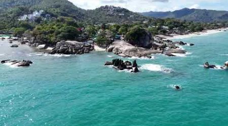Overview flight of Grandfather and Grandmother rocks, Koh Samui, Thailand, May 11th 2024