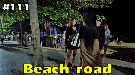 Beach road Pattaya night time, Thailand - May 2024 