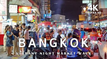(4K UHD) Walking around Bangkok Huai Khwang Night Market, a Paradise For Night Owls