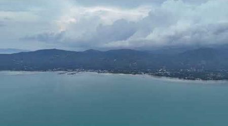 Drone view on a rainy afternoon of the North West coast of Koh Samui, Thailand, May 16th 2024
