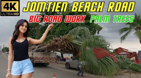 Jomtien Beach Road Big Road Work and Some Palm Trees Removed - May 2024 Pattaya Thailand