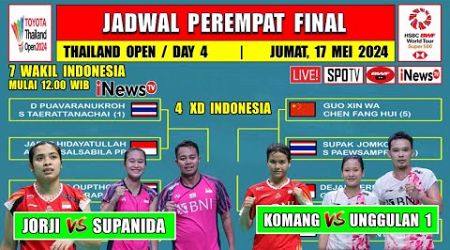 Jadwal Perempat Final Thailand Open 2024 Hari Ini ~ JORJI vs THAILAND ~ KOMANG vs CHINA ~7 Wakil INA