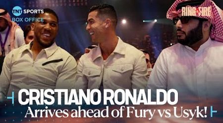 Cristiano Ronaldo arrives for #FuryUsyk &amp; sits next to Anthony Joshua in front row 