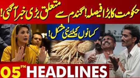 Lahore News Headlines 05 PM | Government&#39;s Big Decision! | Big News About Wheat! | 19 May 2024