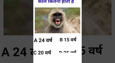 बंदर का औसत जीवन काल कितना होता है GK #sarkarinaukarigk #rkgkgsstudy#education