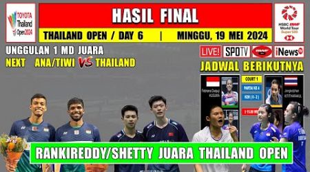 Hasil Final Thailand Open 2024 Hari Ini ~ Unggulan 1 MD RANKIREDDY/CHIRAG SHETTY Juara Thailand Open