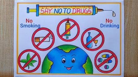 International Day Against Drugs Abuse poster drawing| Say No to Drugs poster| Drug Poster|No smoking