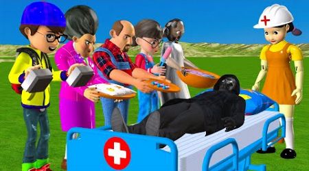 Scary Teacher 3D vs Squid Game Practices Medical emergency Sick Bosss Challenge Miss T vs 4 Neighbor