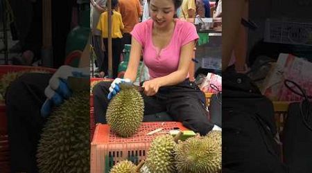 The Most Customers! Beautiful Thai Girl Durian Cutting Skills!
