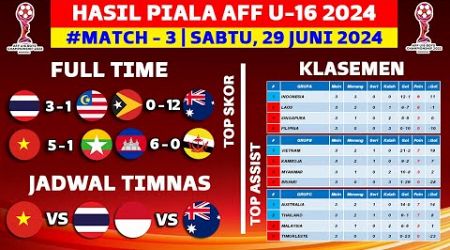 Hasil Piala AFF U16 2024 Hari Ini - Thailand vs Malaysia - Klasemen Piala AFF U16 2024 Terbaru