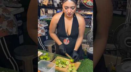 She Makes Spicy Shrimps Salad - Thai Street Food