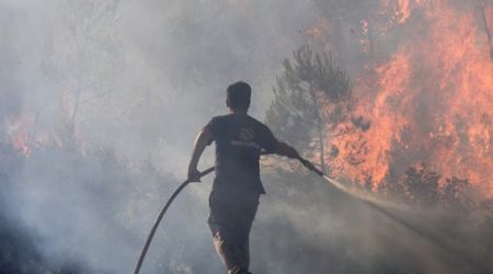 Greek firefighters battle wildfires for second day amid strong winds