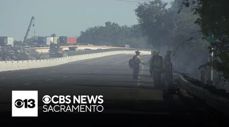 Business 80 shut down as crews battle grass fire near Cal Expo in Sacramento
