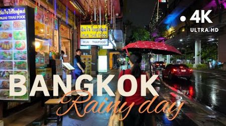 [4K UHD] Walking In The Rain along Sukhumvit Road In Bangkok, Thailand