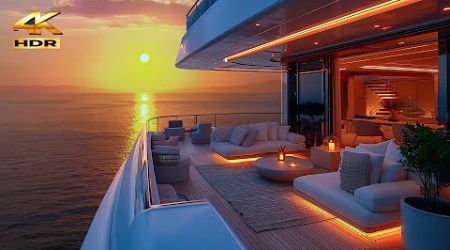 4K Watch the sunset on a beautiful luxury yacht | Smooth Jazz Music For A Peaceful Afternoon Of Fun