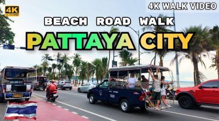 [4K HDR] Pattaya July 2024 | Beach Road Walk on ⛈️ Cloudy Weather | Thailand Beach Walk