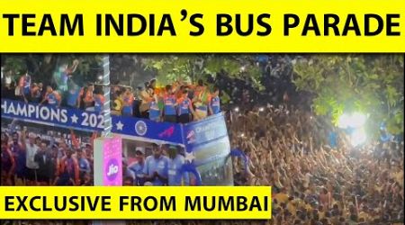 EXCLUSIVE: INDIAN TEAM&#39;S OPEN-TOP BUS PARADE AT MARINE DRIVE, MUMBAI | ROHIT | VIRAT | HARDIK