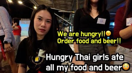 Nightlife in rural Thailand, Hungry Thai girls at a bar ate all my food and beer without permission