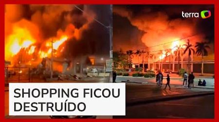 Incêndio de grandes proporções destrói por completo shopping popular em Cuiabá (MT)