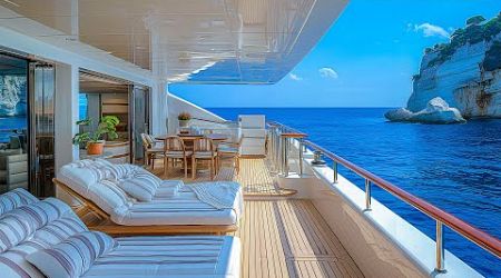 Mellow Jazz At A Luxury Yacht Space At Sea - Smooth Jazz Music &amp; Ocean Wave Help Elevated Spirits