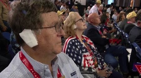 Republicans sport ear bandages at the RNC in solidarity with Donald Trump