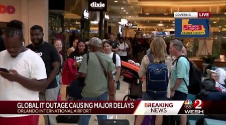 Long lines, grounded flights at Orlando International Airport after global technology outage