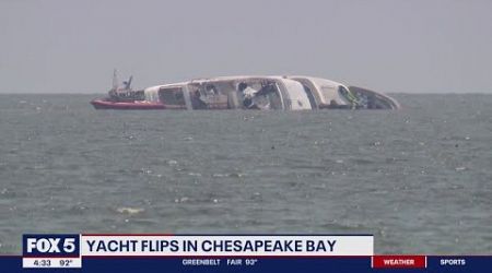 Yacht overturns on Chesapeake Bay; 5 onboard safely brought to shore