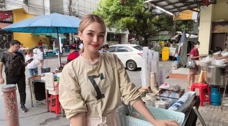 LIVE Street Cafe! - 1 Day of My Work On a Beautiful Day ☺️ PloySai Coffee Lady in Bangkok Thailand