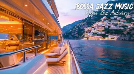 Relaxing Sunset Jazz with Luxuries yacht Ambience ☕ Smooth Jazz Music &amp; Ocean Waves for Relaxition