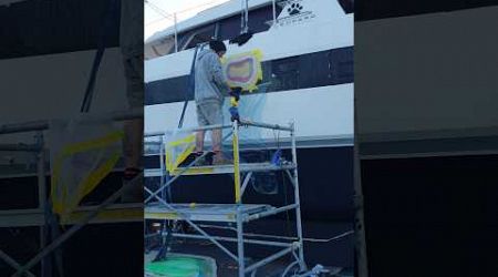 Repairs to catamaran #boat #yacht #nz #marineindustry #boatrepair #newzealand #shed #yard #hardstand