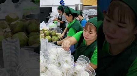 The process of producing coconut water at a coconut factory in Thailand!!!