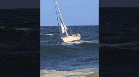 Stormy Seas For This Sailboat Headed To The Manasquan Inlet