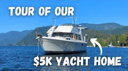 $5,000 1982 Bayliner Entry-Level Yacht Tour | 1 year update | Starter Liveaboard Boat