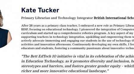 BISP’s Primary Librarian and Technology Integrator Kate Tucker Recognised by Bett Asia EdTech 10