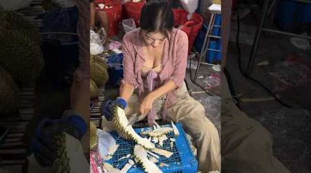 Bangkok Lady Sells Monster Fruit Durian At Night Market