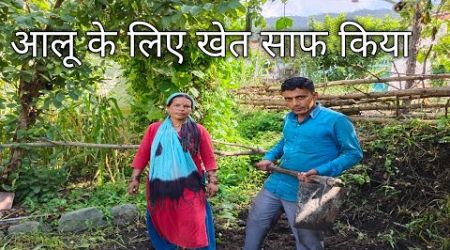 आलू के लिए खेत साफ किया pahadi village life pahadi lifestyle#pahadivillagelife #pahadilifstyle