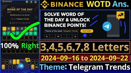 Telegram Trends WOTD | Binance New WODL Answers Today | All Letters Word of the day