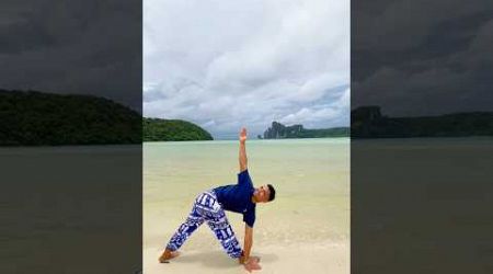 Balance, breathe, be #yoga #beach #sea #sand #phuket #bangkok #island #phiphi #travel #vlogs #fun