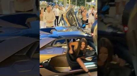 Stunning pretty lady get out of her Lamborghini SVJ #luxury #lifestyle #monaco #millionaire