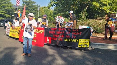 Myanmar diaspora protests at Chinese Embassy in Washington